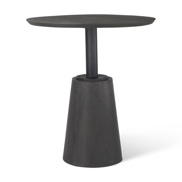 Maxwell Round Black-Brown Wood w/ Black Metal Pedestal Bistro Table