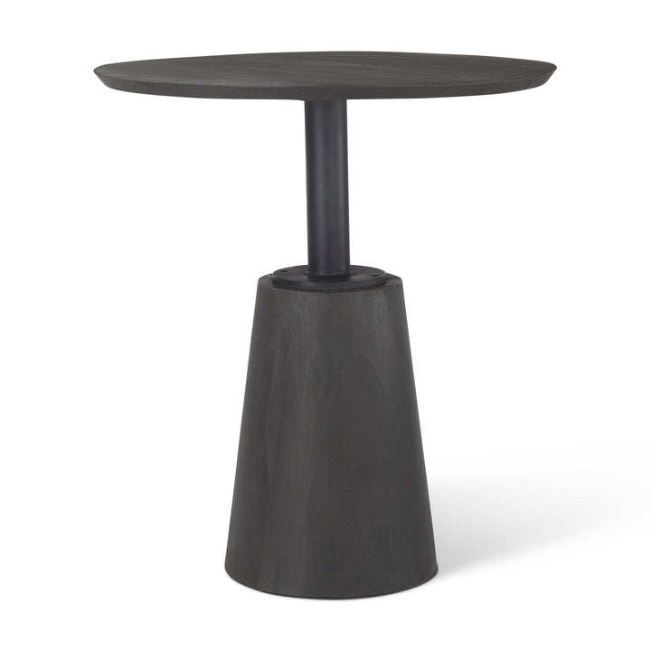 Maxwell 32" Round Black-Brown Wood w/ Black Metal Pedestal Bistro Table Dining Room Mercana
