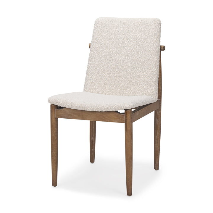 Cavett Cream Boucle Upholstered Seat W/Light Brown Wood Frame Dining Chair Living Room Mercana