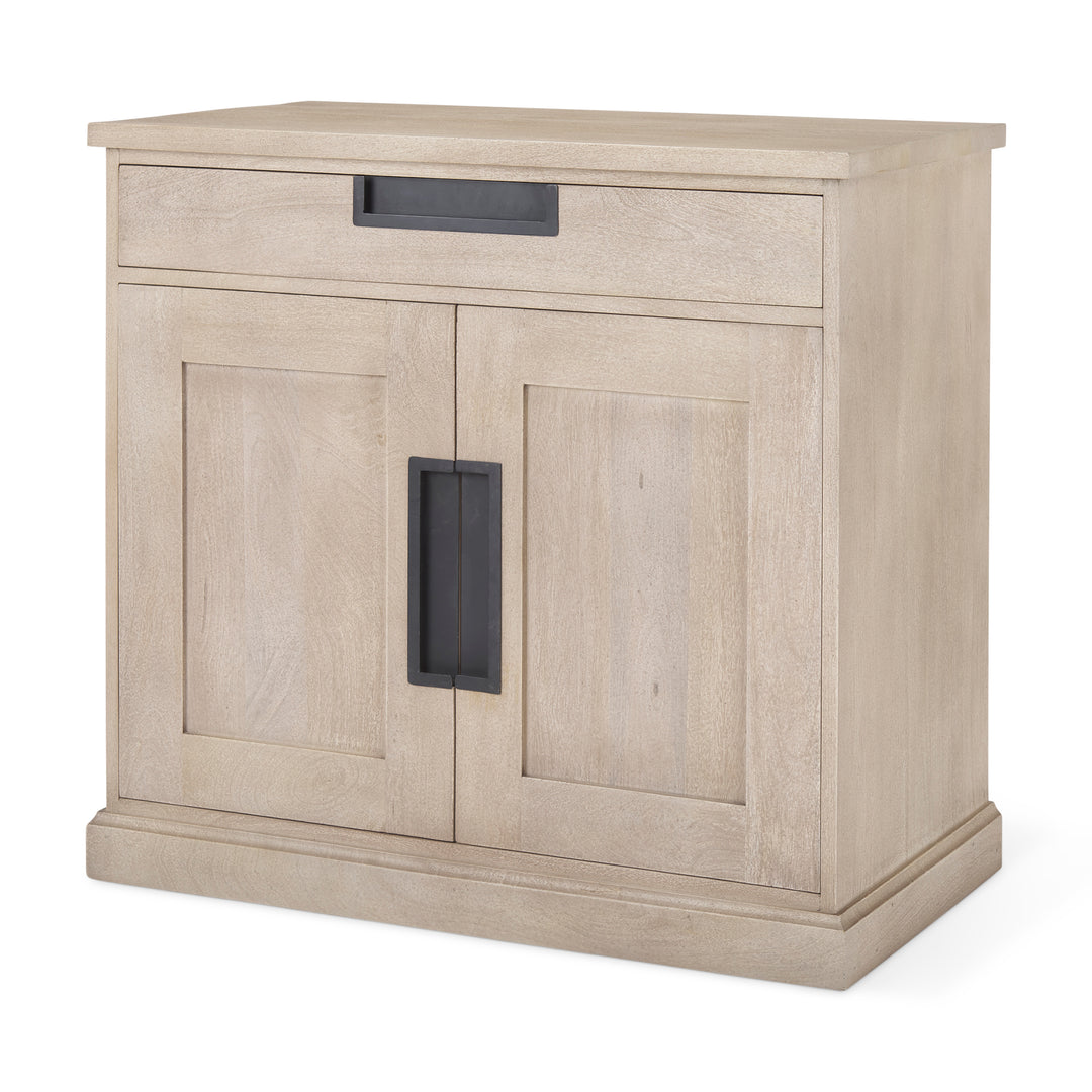 Braxton Beige Wood W/Black Accents 2 Door Accent Cabinet Decor Mercana