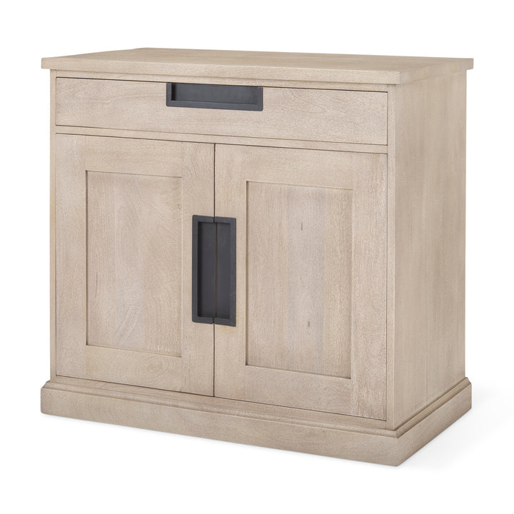 Braxton Beige Wood W/Black Accents 2 Door Accent Cabinet Decor Mercana