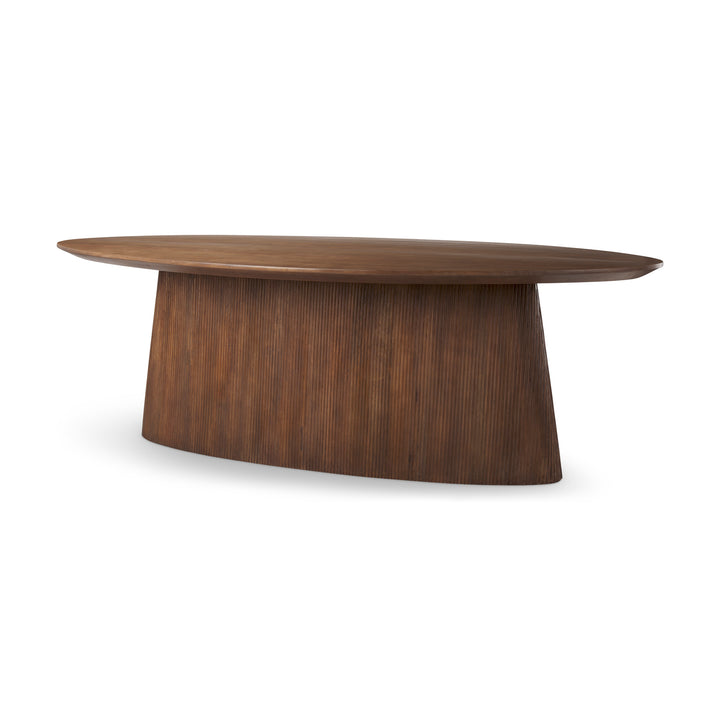Lance 94"L x 50"W x30"H Medium Brown Solid Wood Oval Dining Table Dining Room Mercana