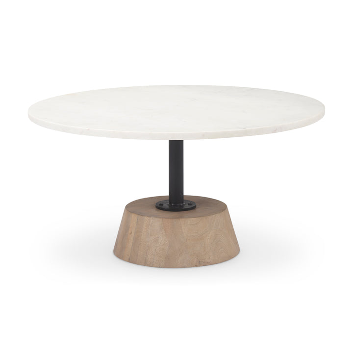 Maxwell Marble Top Pedestal Base Round Coffee Table Living Room Mercana