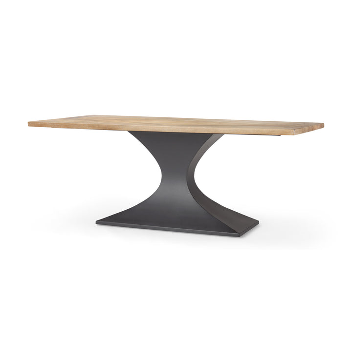 Maxton Light Brown Wood w/ Dark Gunmetal Iron Metal Dining Table Dining Room Mercana