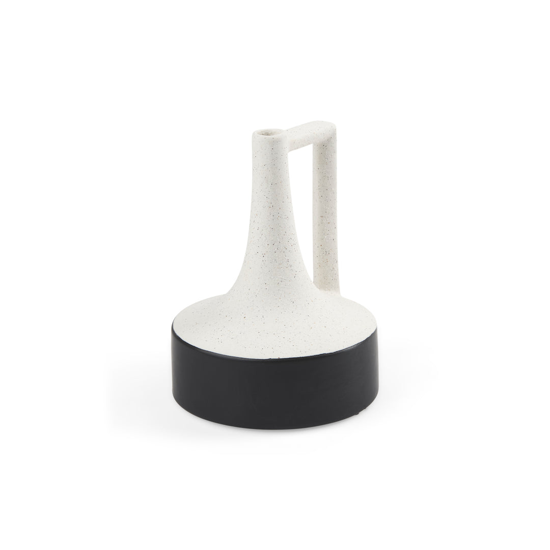 Burton 8.3H Small White and Black Ceramic Jug Vase Decor Mercana