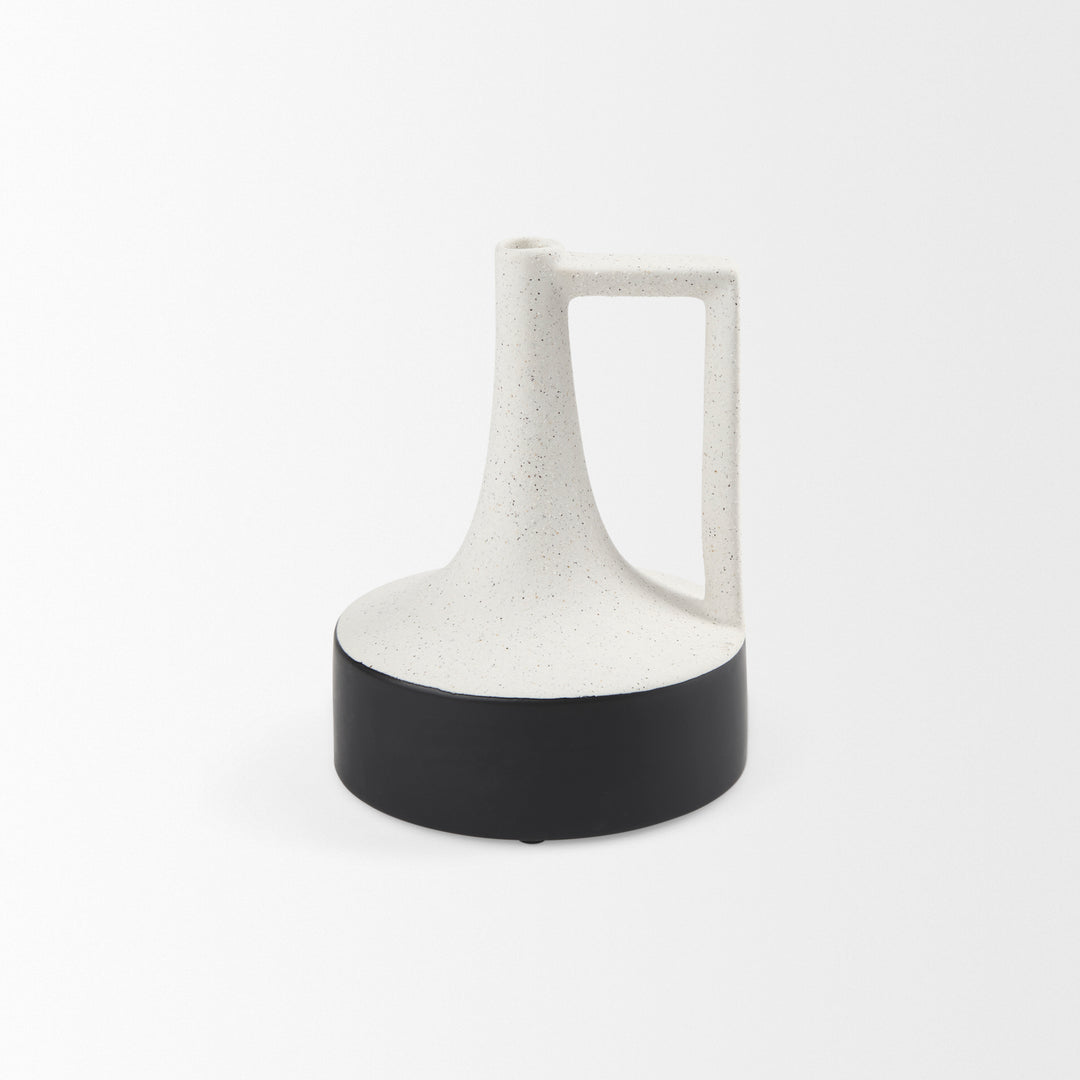Burton 8.3H Small White and Black Ceramic Jug Vase Decor Mercana