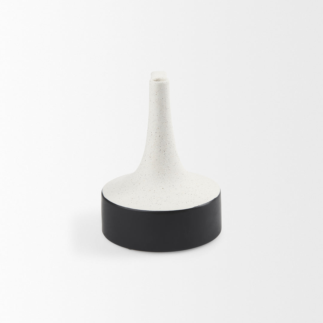 Burton 8.3H Small White and Black Ceramic Jug Vase Decor Mercana