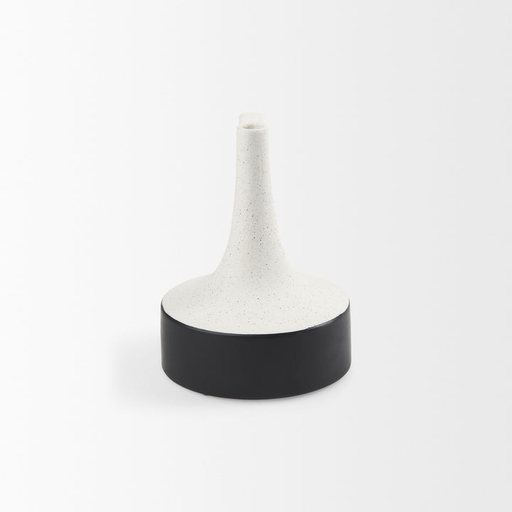 Burton 8.3H Small White and Black Ceramic Jug Vase Decor Mercana