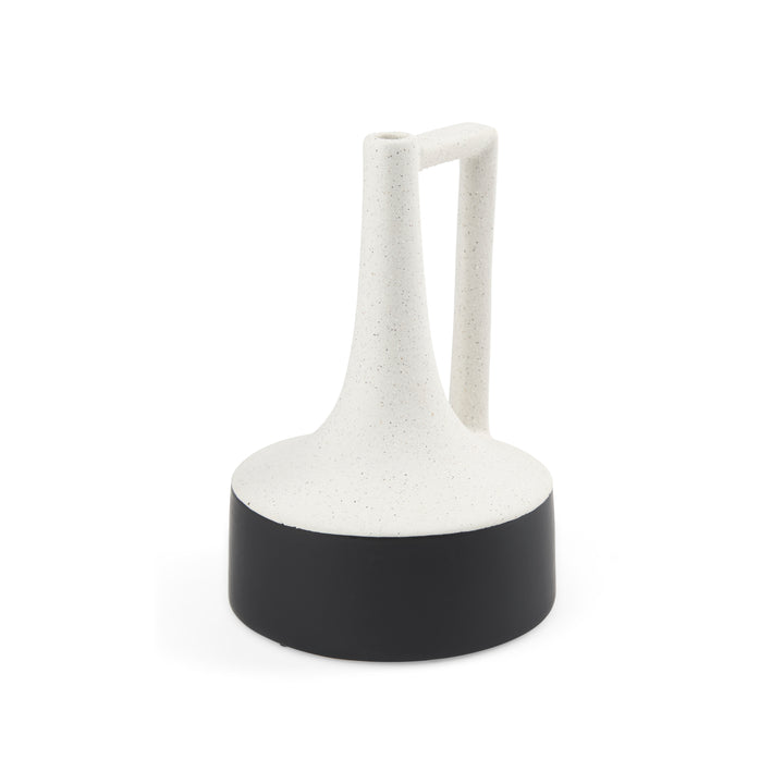 Burton 11.6H Medium White and Black Ceramic Jug Vase Decor Mercana