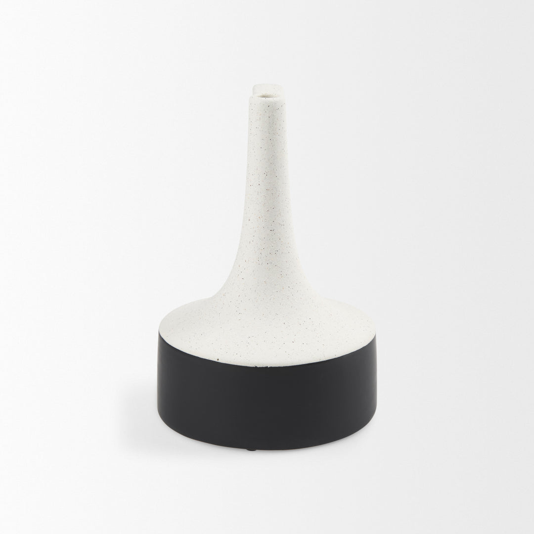 Burton 11.6H Medium White and Black Ceramic Jug Vase Decor Mercana