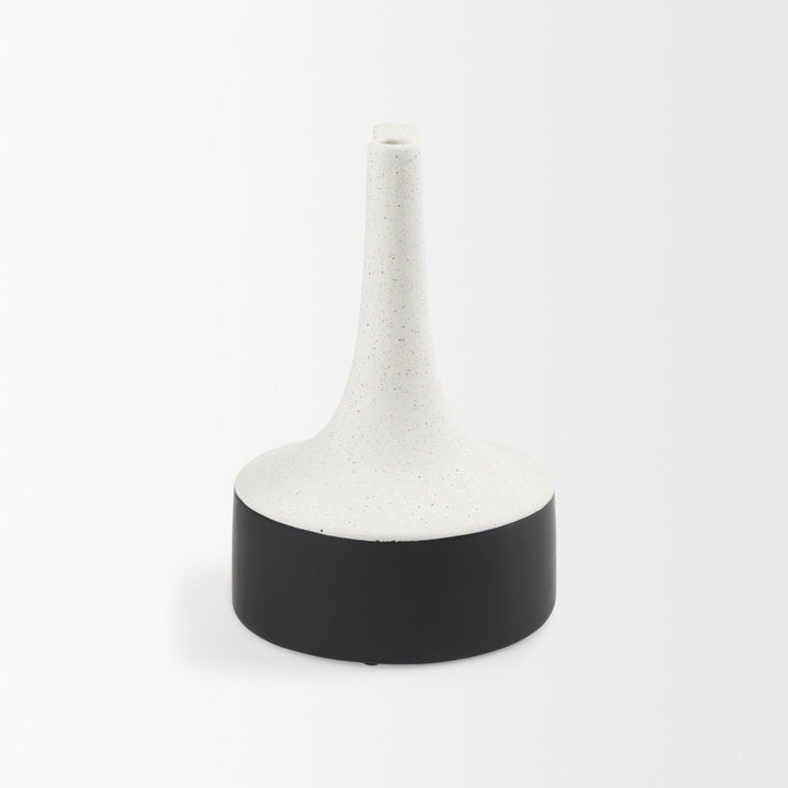 Burton 11.6H Medium White and Black Ceramic Jug Vase Decor Mercana