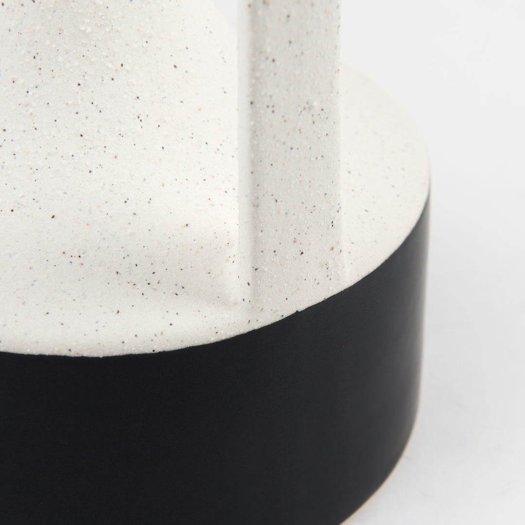 Burton 11.6H Medium White and Black Ceramic Jug Vase Decor Mercana