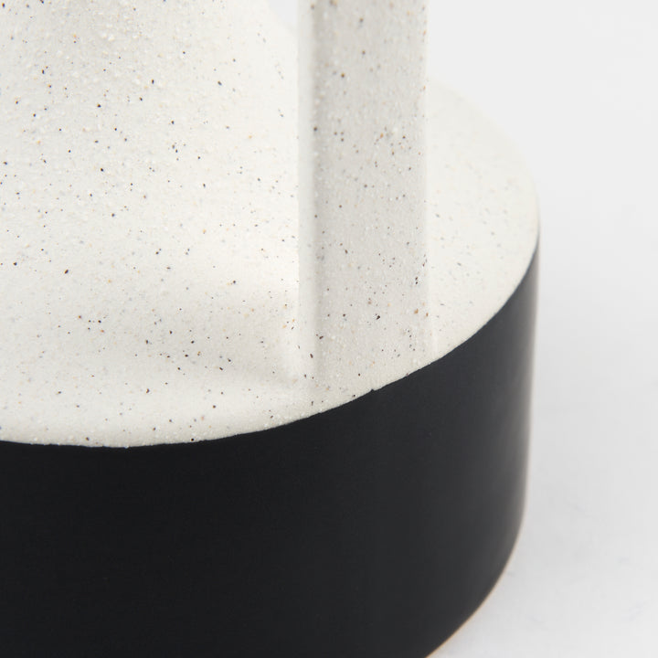 Burton 11.6H Medium White and Black Ceramic Jug Vase Decor Mercana