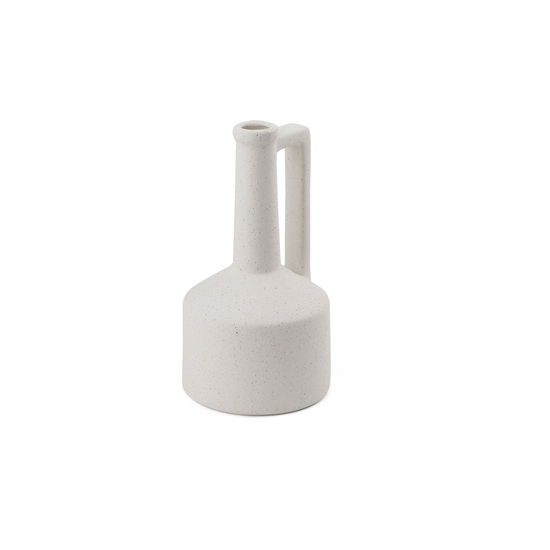 Burton 10.8H Small White Ceramic Jug Vase Decor Mercana
