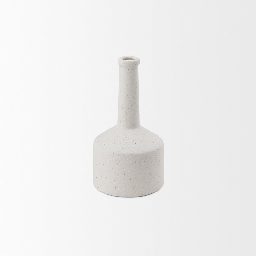 Burton 10.8H Small White Ceramic Jug Vase Decor Mercana