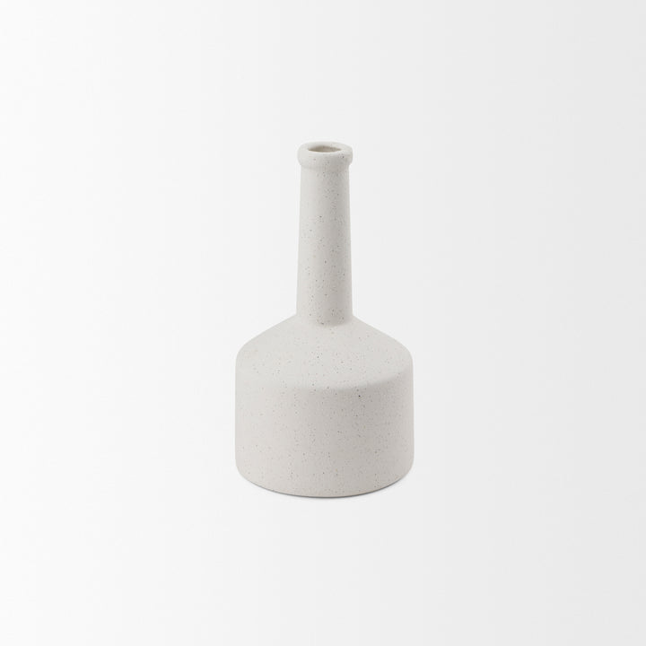 Burton 10.8H Small White Ceramic Jug Vase Decor Mercana