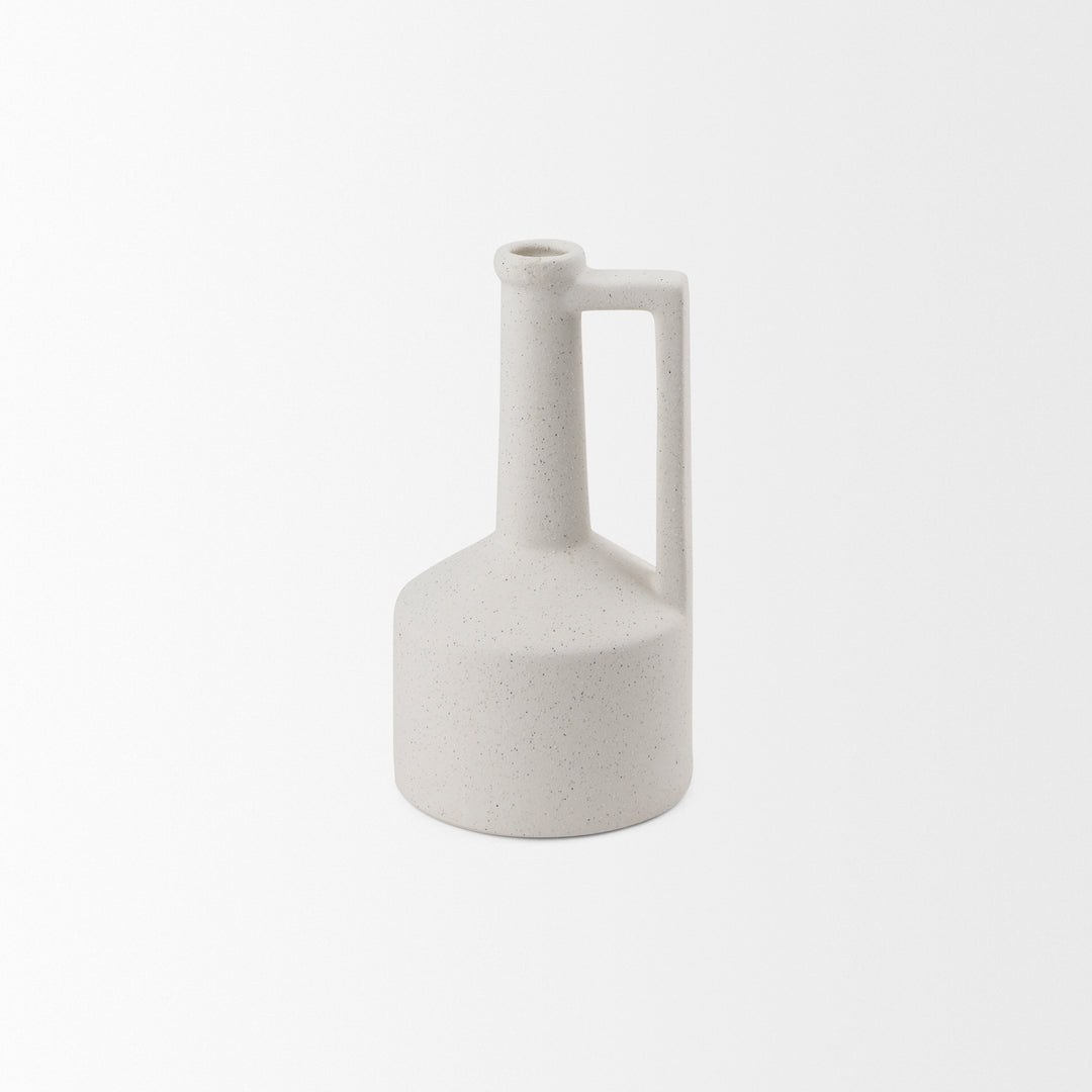 Burton 10.8H Small White Ceramic Jug Vase Decor Mercana