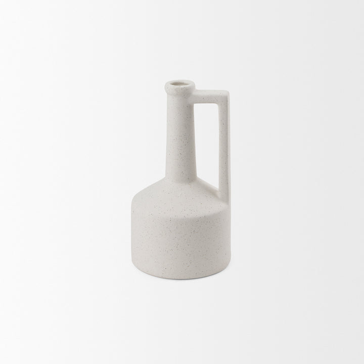 Burton 10.8H Small White Ceramic Jug Vase Decor Mercana