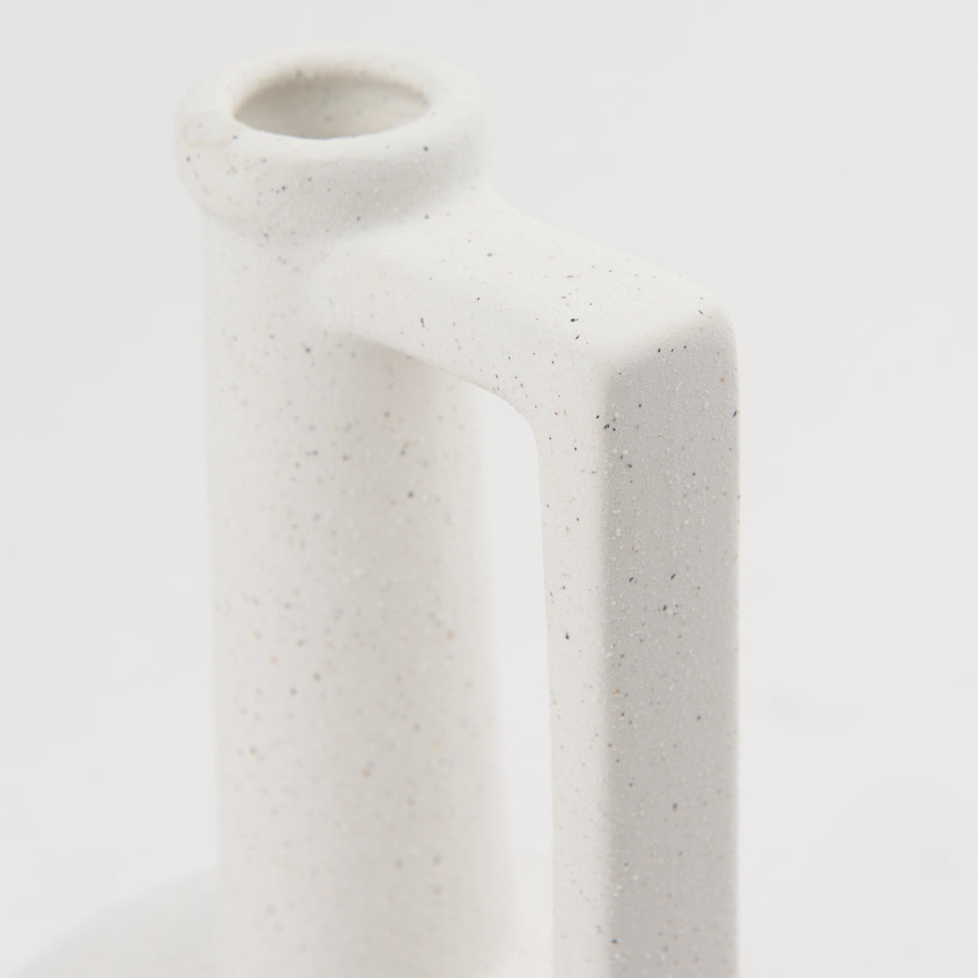 Burton 10.8H Small White Ceramic Jug Vase Decor Mercana