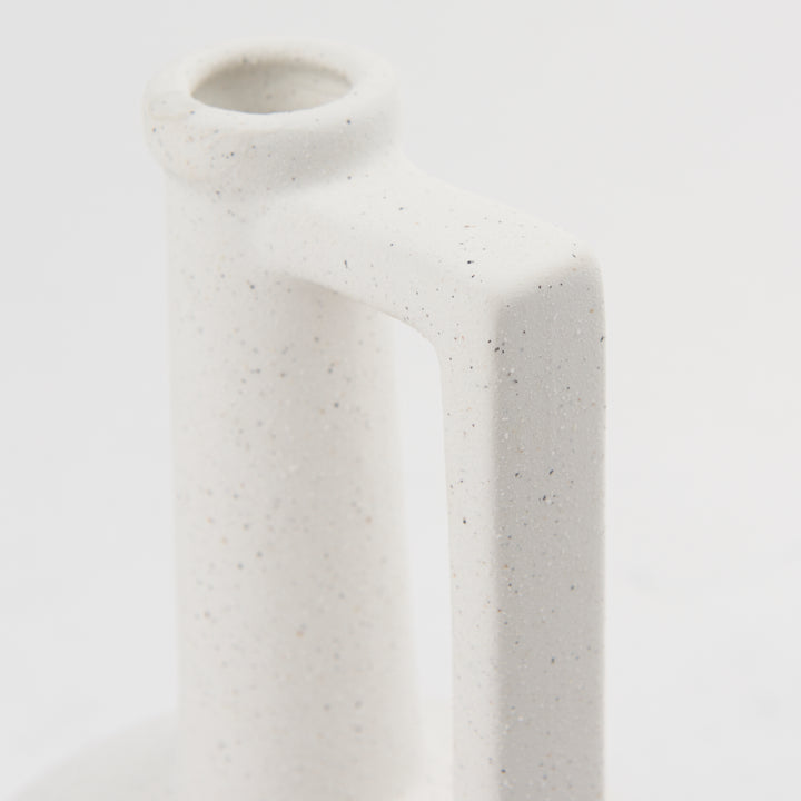 Burton 10.8H Small White Ceramic Jug Vase Decor Mercana
