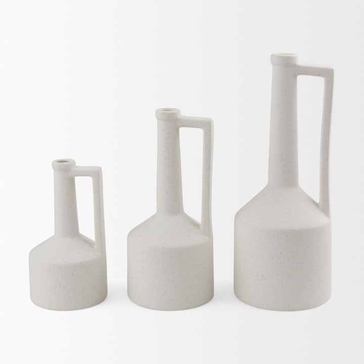 Burton 14.2H Medium White Ceramic Jug Vase Decor Mercana