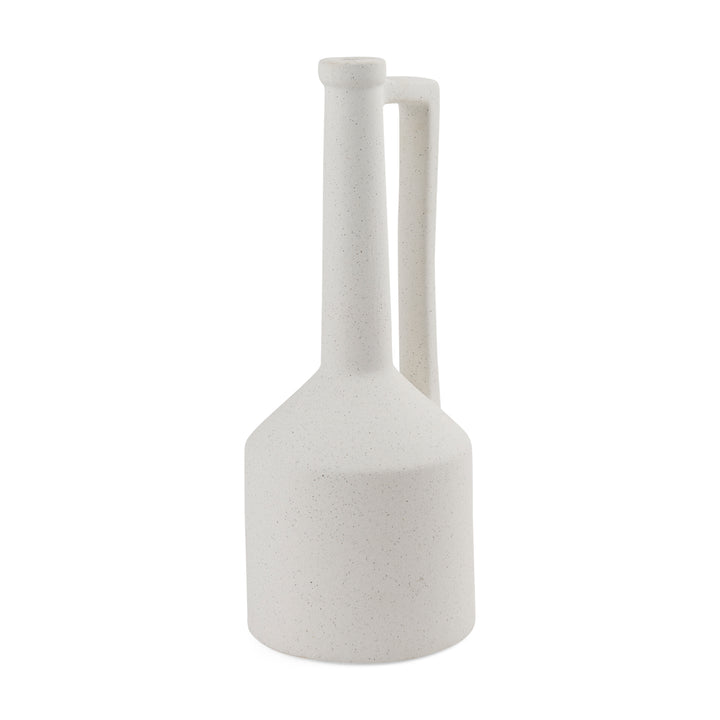 Burton 17.1H Large White Ceramic Jug Vase Decor Mercana