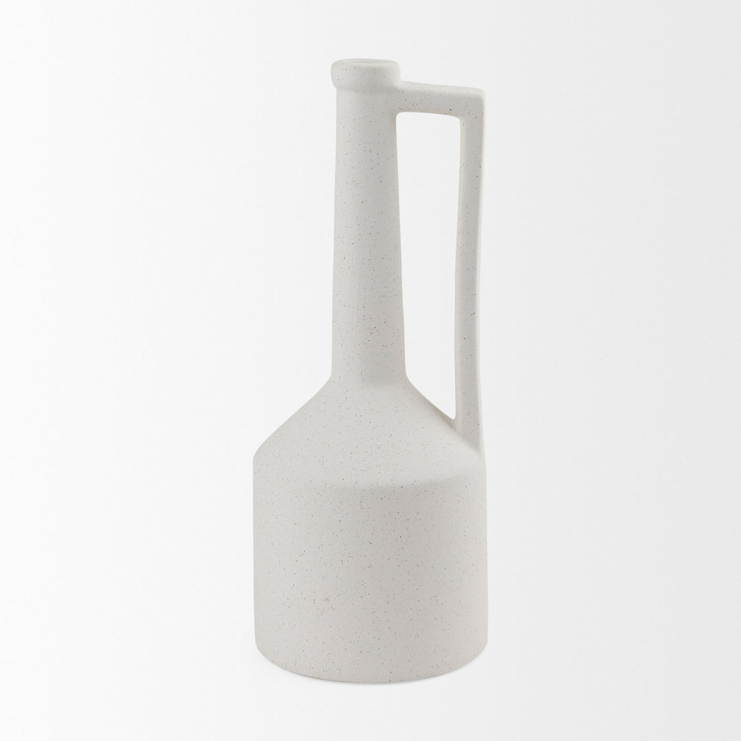 Burton 17.1H Large White Ceramic Jug Vase Decor Mercana