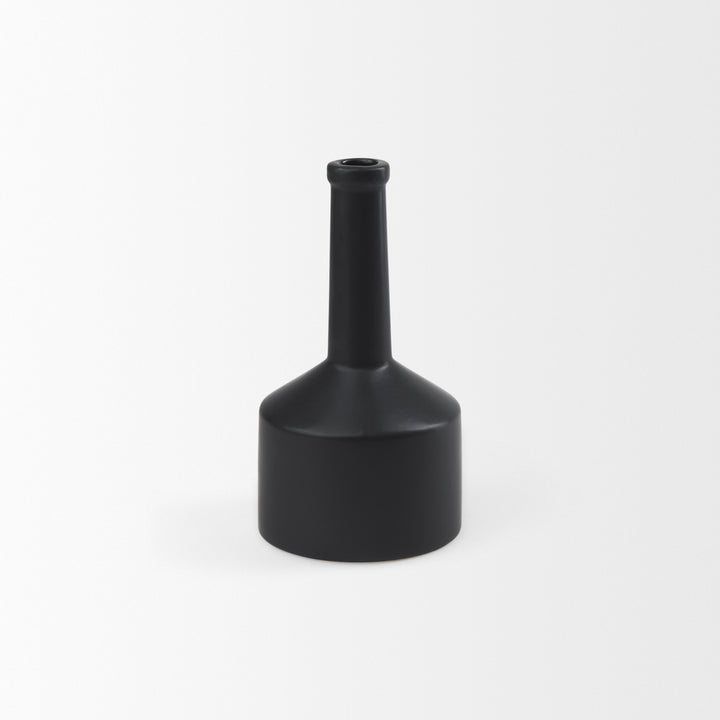 Burton 10.8H Small Matte Black Ceramic Jug Vase Decor Mercana