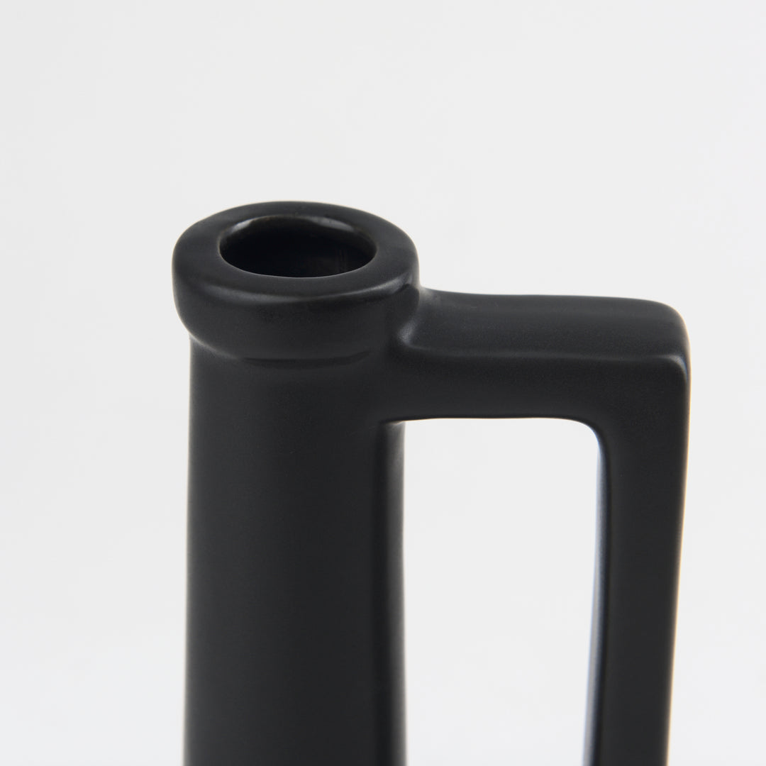 Burton 10.8H Small Matte Black Ceramic Jug Vase Decor Mercana