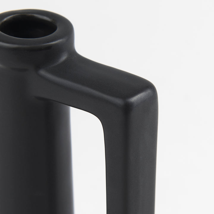 Burton 10.8H Small Matte Black Ceramic Jug Vase Decor Mercana
