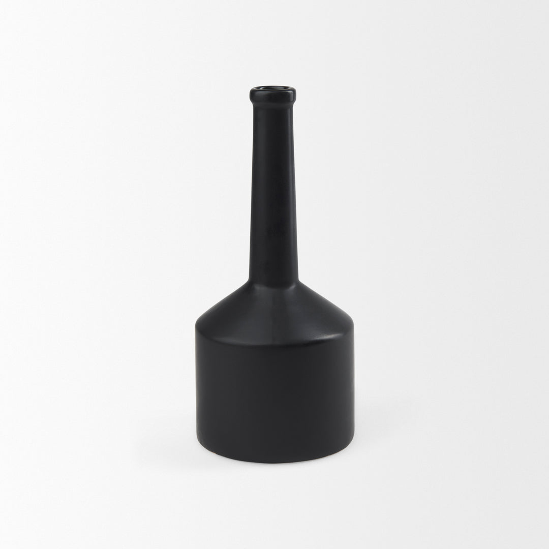 Burton 14.2H Medium Matte Black Ceramic Jug Vase Decor Mercana