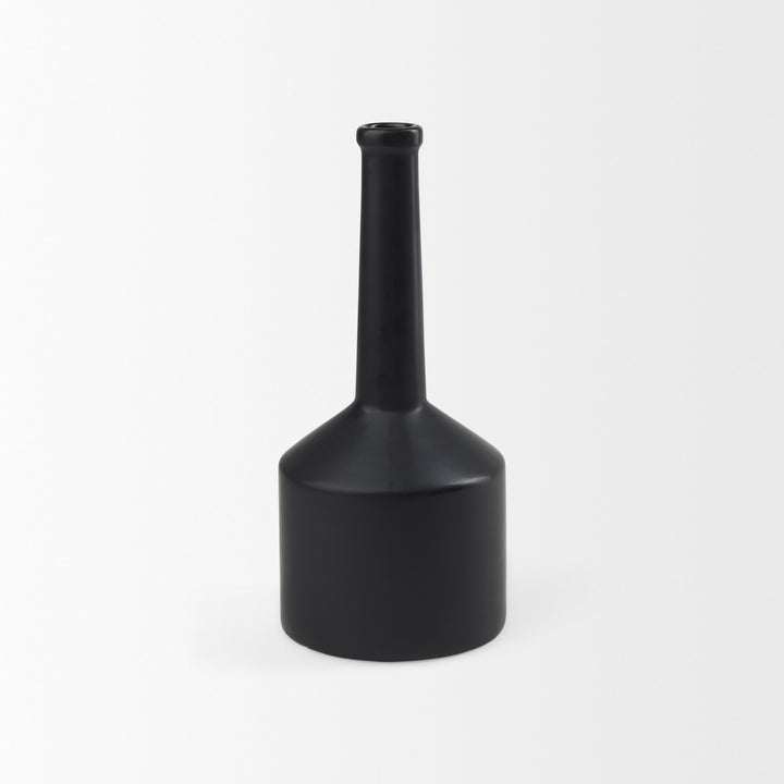Burton 14.2H Medium Matte Black Ceramic Jug Vase Decor Mercana