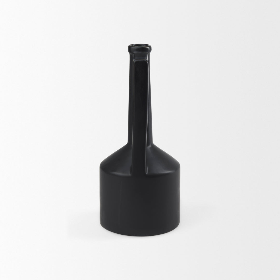 Burton 14.2H Medium Matte Black Ceramic Jug Vase Decor Mercana