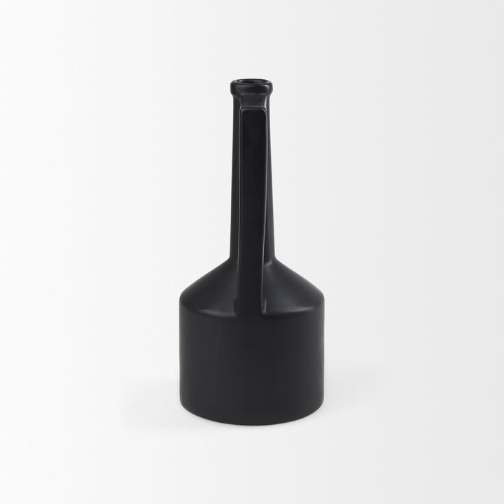 Burton 14.2H Medium Matte Black Ceramic Jug Vase Decor Mercana