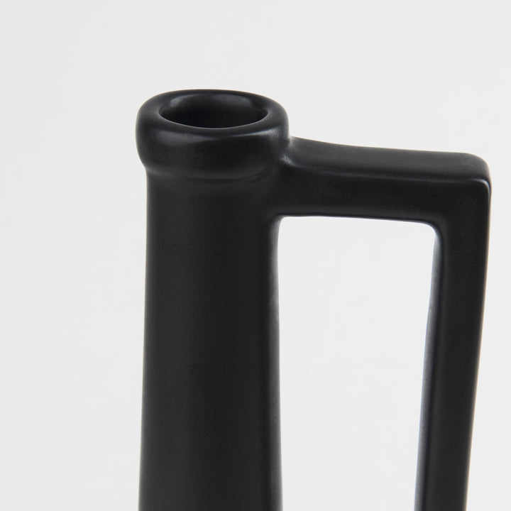 Burton 14.2H Medium Matte Black Ceramic Jug Vase Decor Mercana