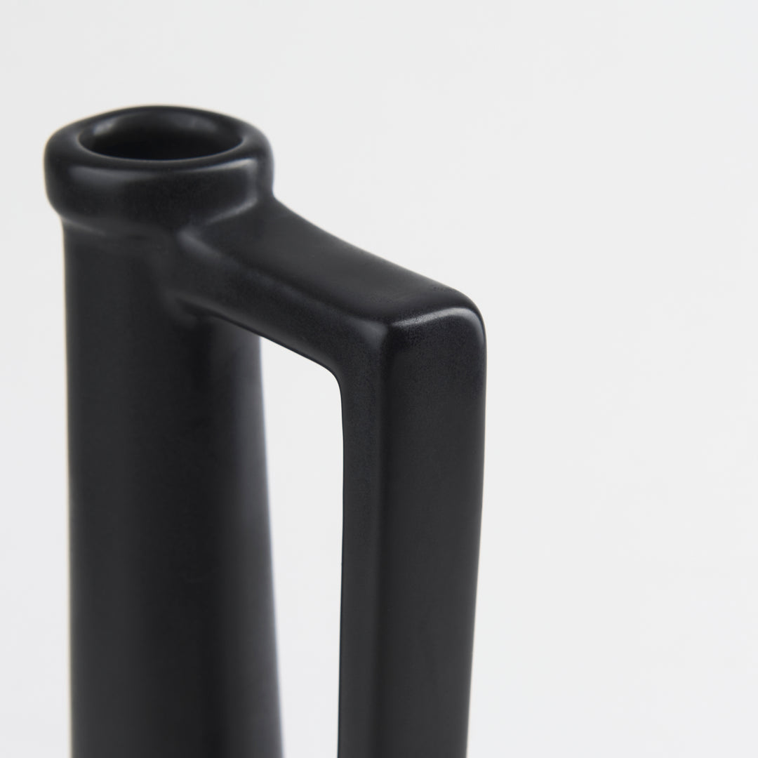 Burton 14.2H Medium Matte Black Ceramic Jug Vase Decor Mercana