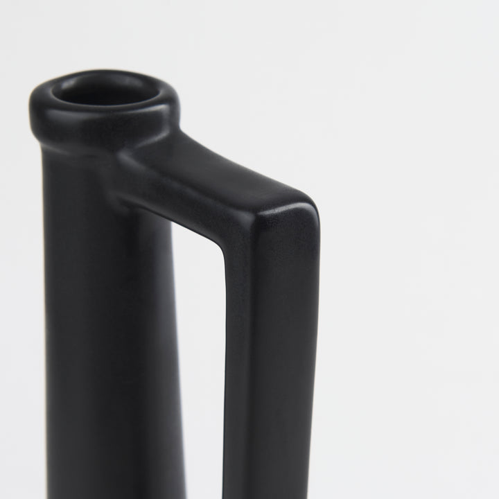 Burton 14.2H Medium Matte Black Ceramic Jug Vase Decor Mercana