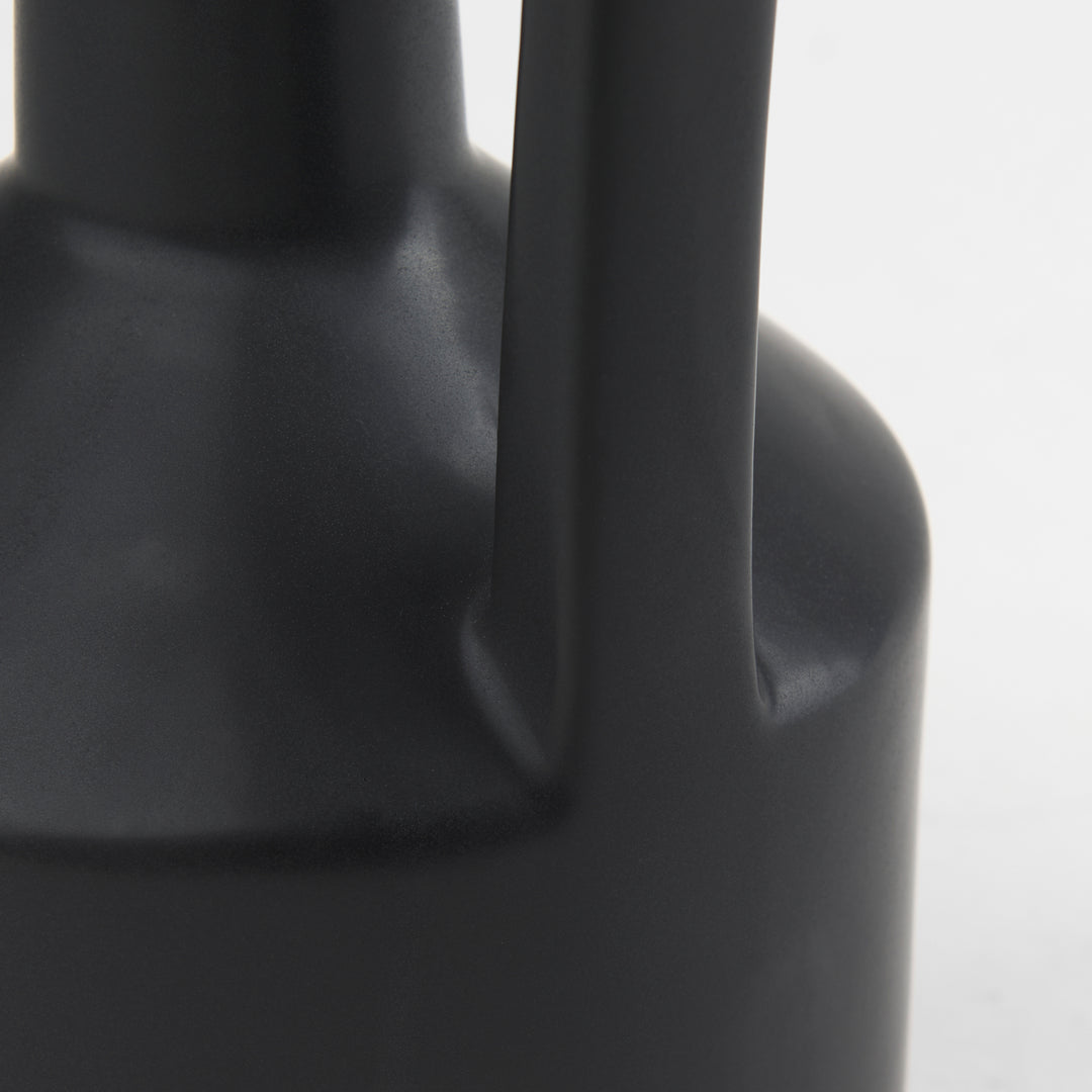 Burton 14.2H Medium Matte Black Ceramic Jug Vase Decor Mercana
