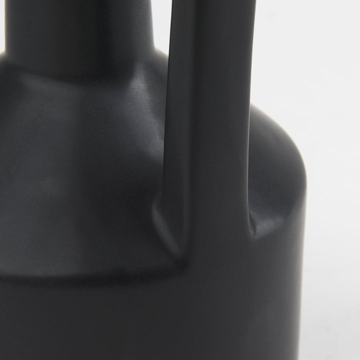 Burton 14.2H Medium Matte Black Ceramic Jug Vase Decor Mercana