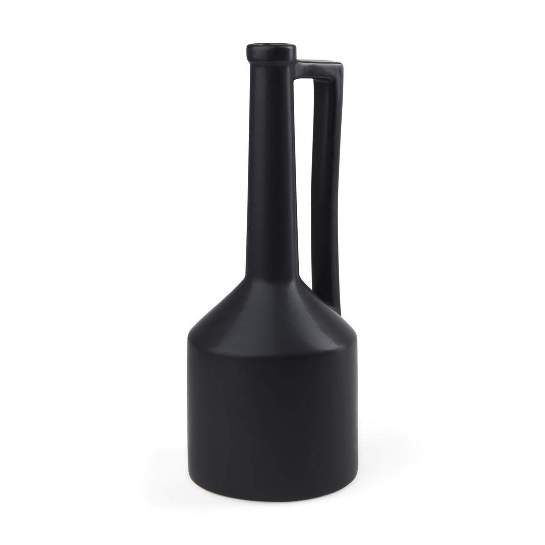Burton 17.1H Large Matte Black Ceramic Jug Vase Decor Mercana