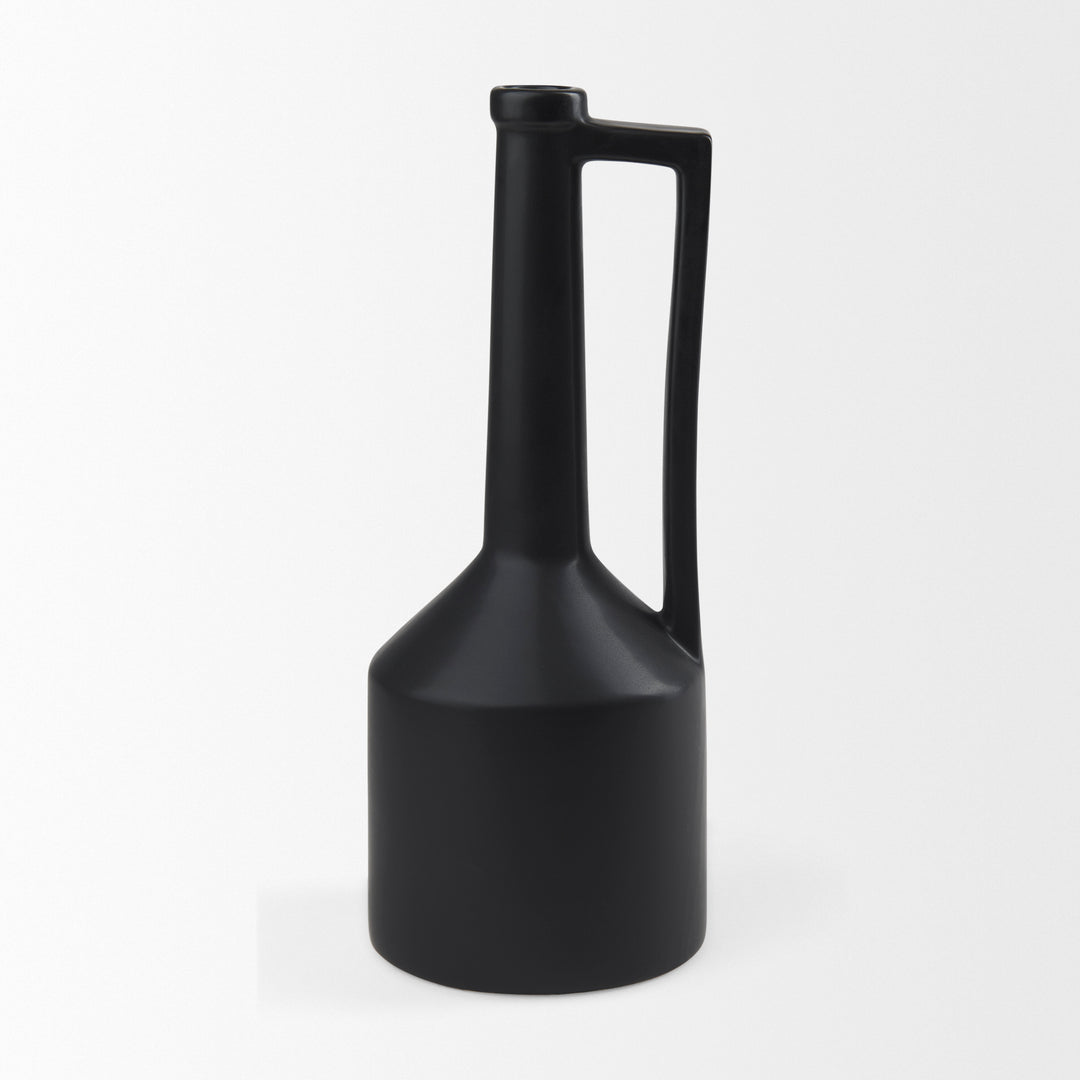 Burton 17.1H Large Matte Black Ceramic Jug Vase Decor Mercana