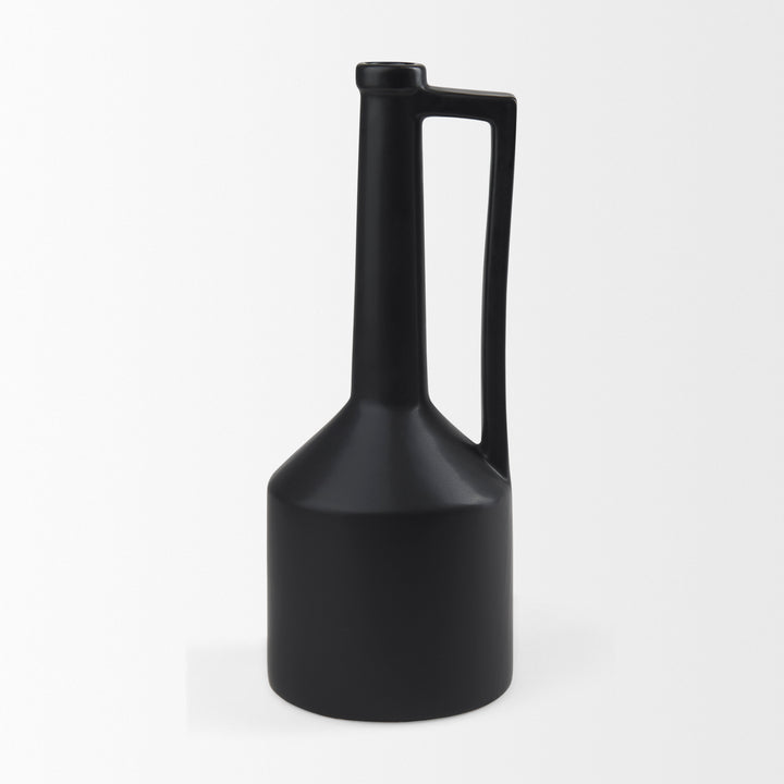 Burton 17.1H Large Matte Black Ceramic Jug Vase Decor Mercana