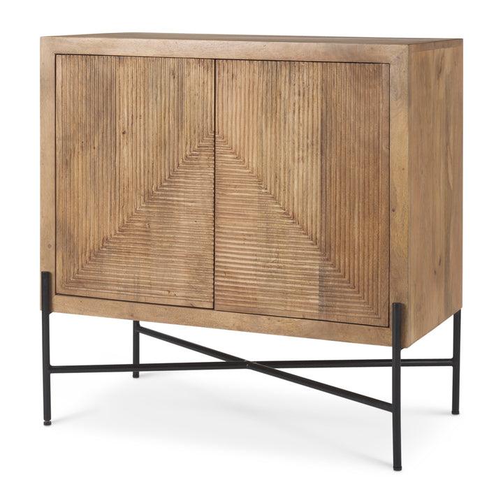 Cairo 2 Door Wood and Metal Cabinet Decor Mercana