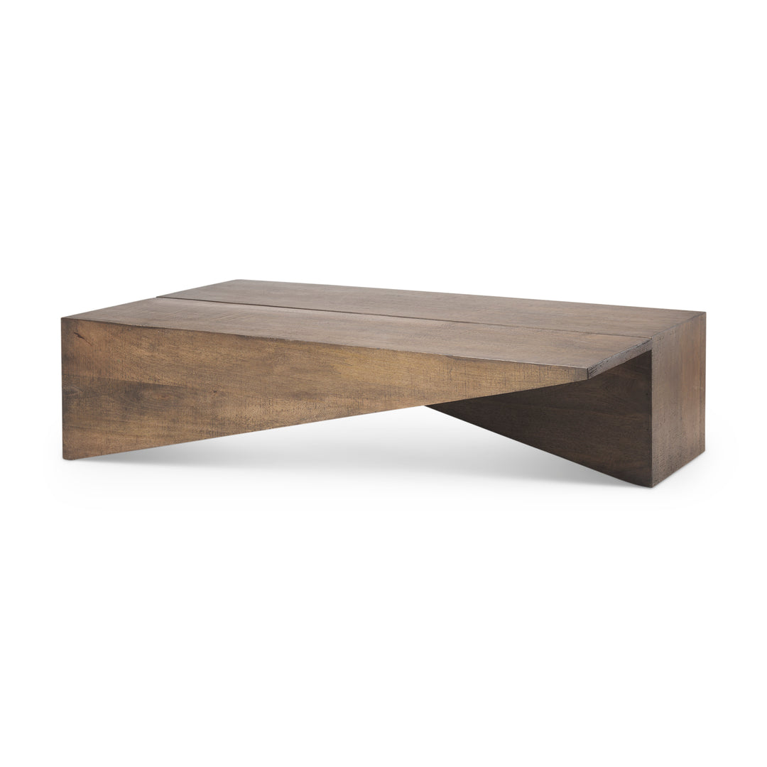 West Medium Brown Wooden Angled Coffee Table Living Room Mercana