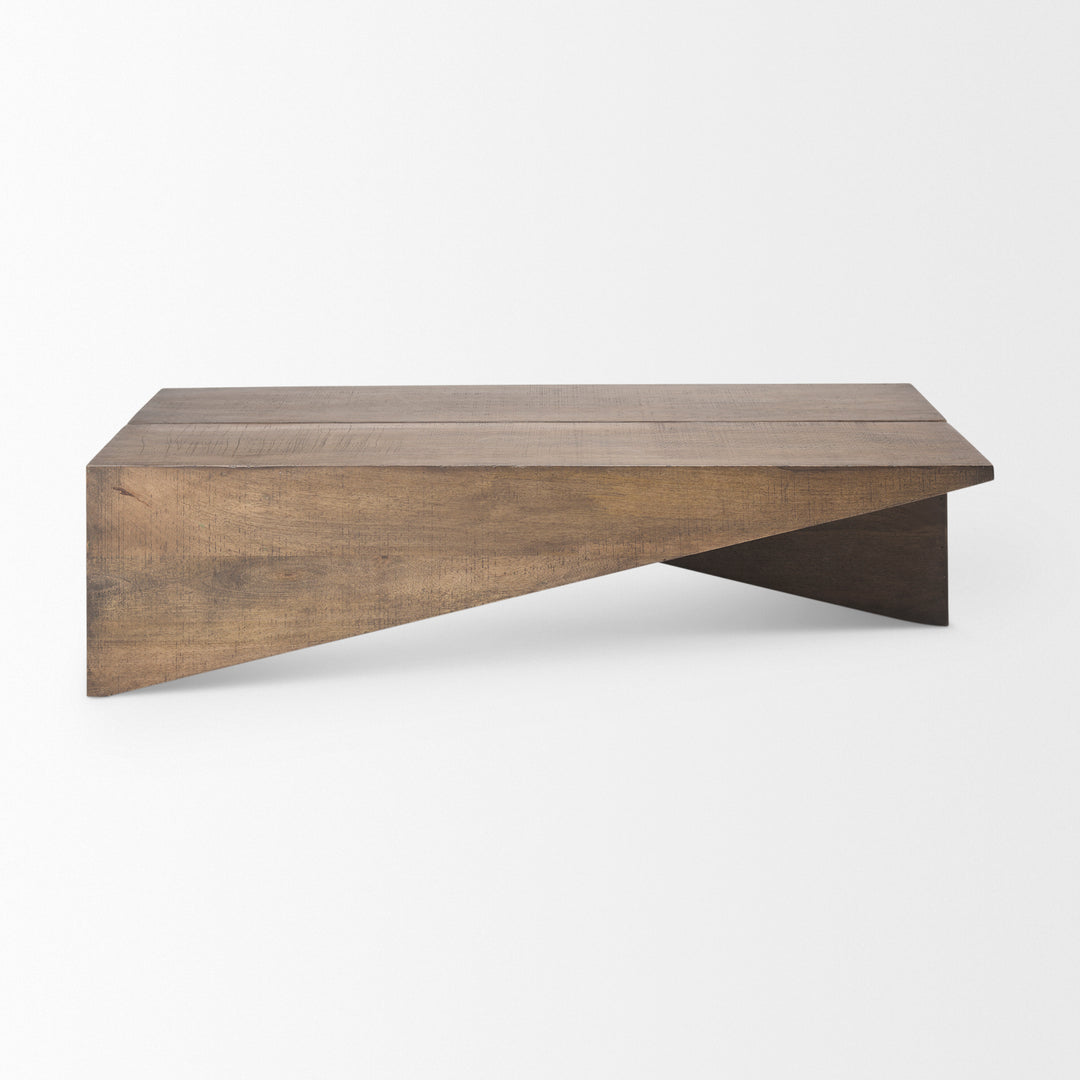 West Medium Brown Wooden Angled Coffee Table Living Room Mercana