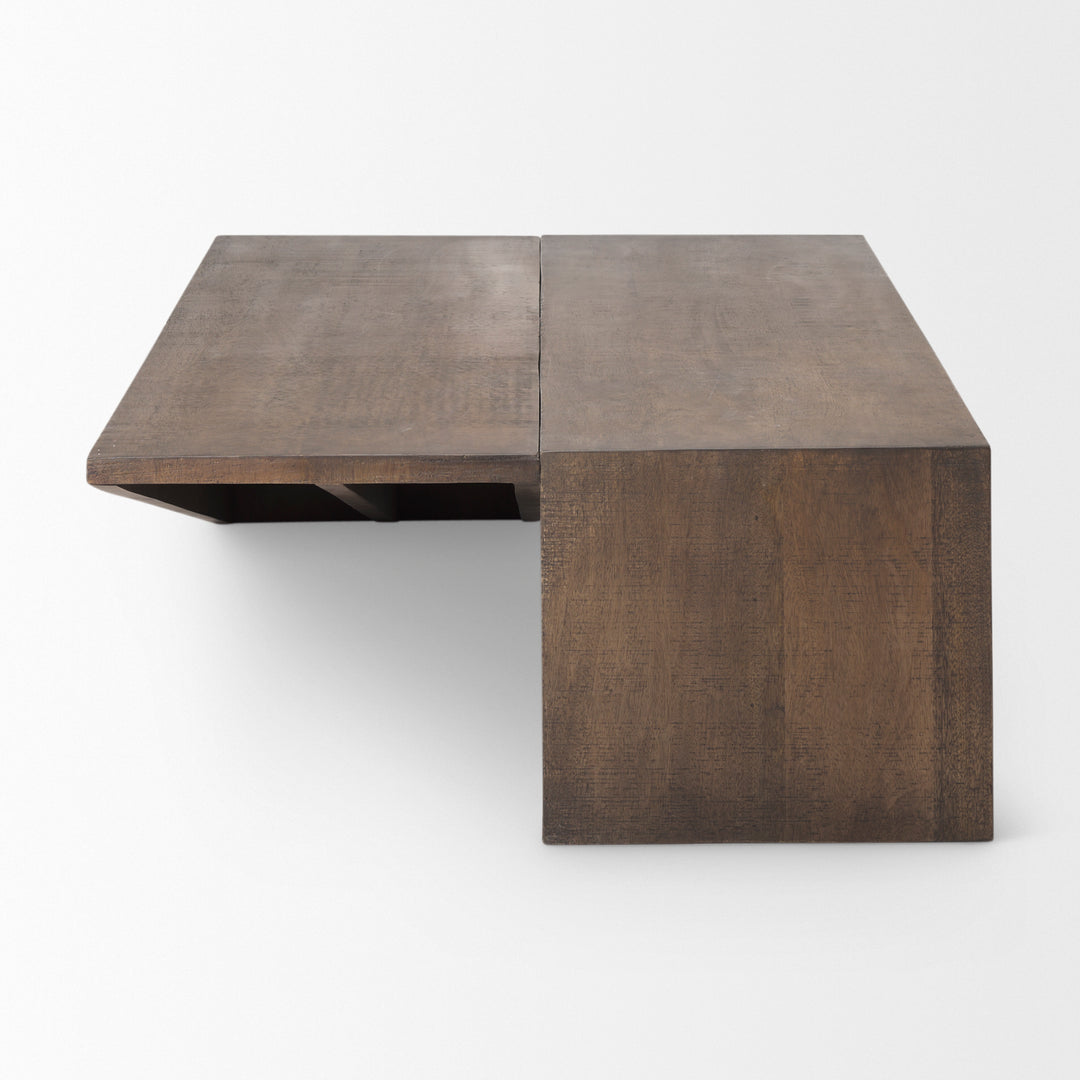 West Medium Brown Wooden Angled Coffee Table Living Room Mercana