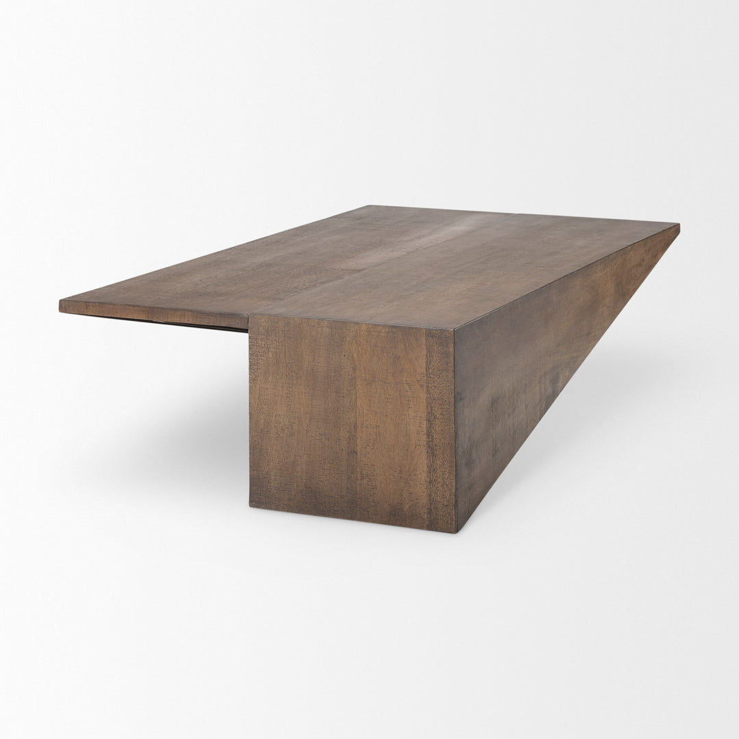 West Medium Brown Wooden Angled Coffee Table Living Room Mercana