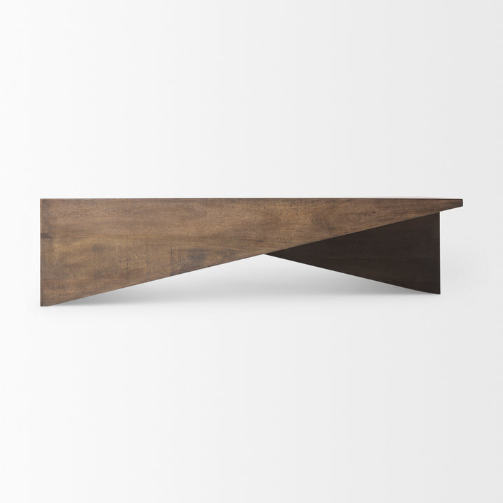 West Medium Brown Wooden Angled Coffee Table Living Room Mercana