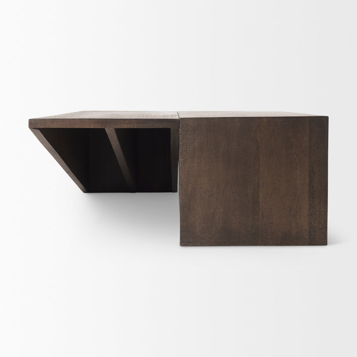 West Medium Brown Wooden Angled Coffee Table Living Room Mercana