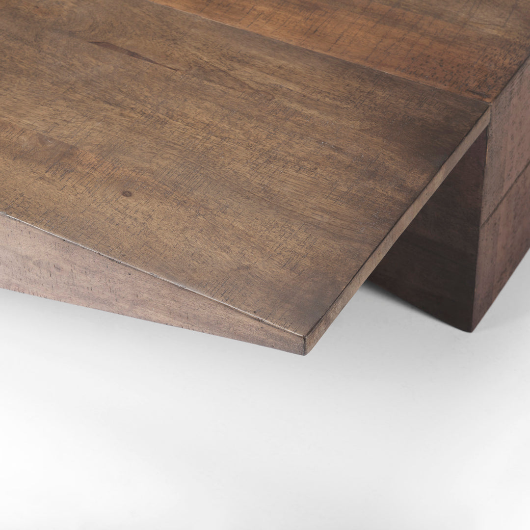 West Medium Brown Wooden Angled Coffee Table Living Room Mercana